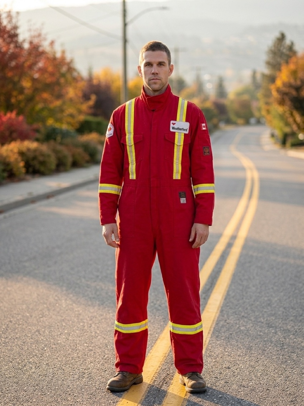 Waterford Flame Resistant Red Work Coverall with Reflective Stripes - Size 46